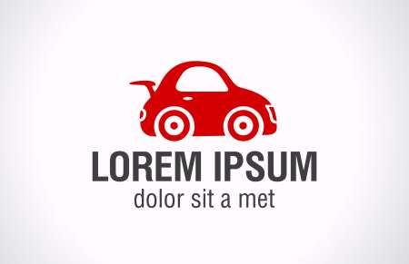 Logo Car. Red toy automobile icon. Vector.