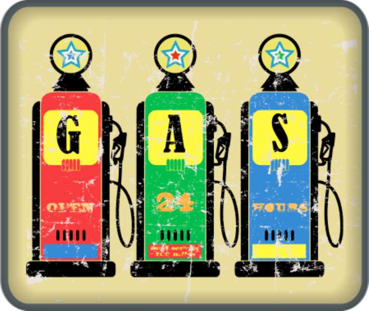 vintage gas o. gas station sign, vector
