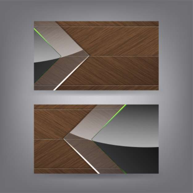 Wood and neon glass theme business card template
