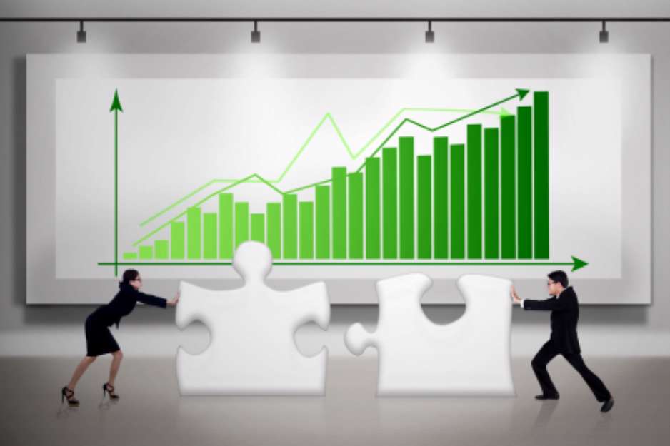 Business teamwork results in profit