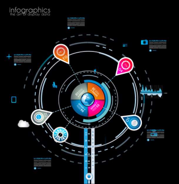 Infographic design template with paper tags.