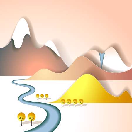 Paper mountain landscape