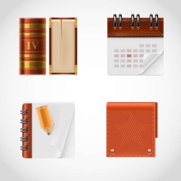 book and calendar vector icon set