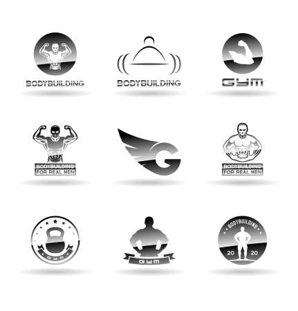 Bodybuilding icons set. Vol 1.