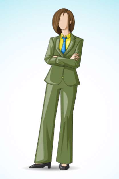 vector illustration of business lady posing in formal suit