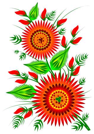 Red flowers decorative folk element vector EPS 10