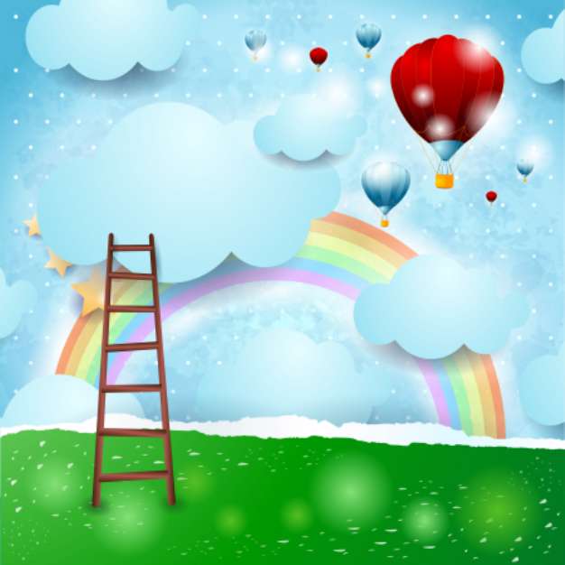 Fantasy background with rainbow and balloons