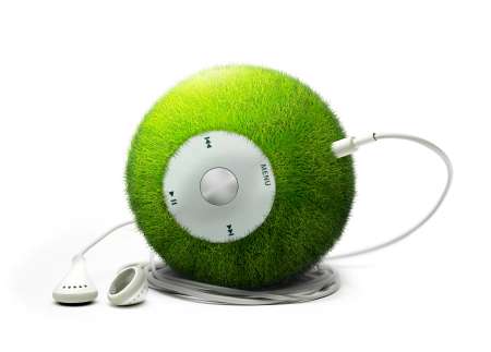 Green earth listening to music