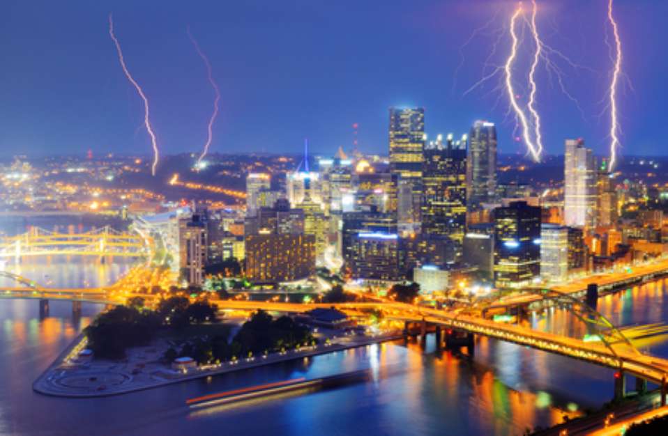 Lightning in Downtown Pittsburgh