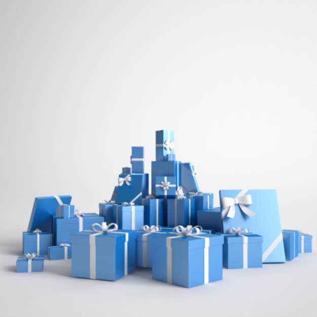 Lots of blue gift boxes