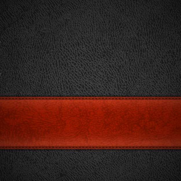 Red leather stripe on black leather background with copyspace -