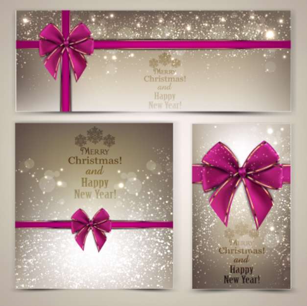 Greeting cards with beautiful bows and copy space. Vector illust