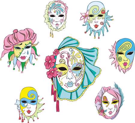 Women in Venetian carnival masks