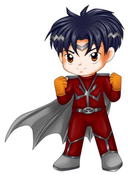 Chibi style illustration of a superhero