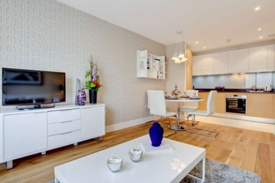 Modern open plan apartment room