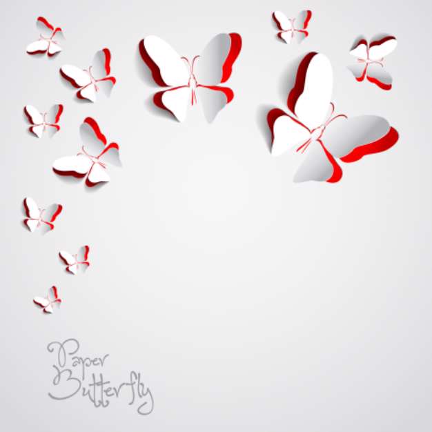 Greeting card with paper butterflies - vector