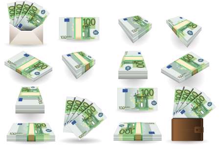 full set of hundred euros banknotes