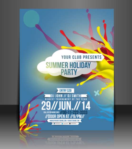 Summer holiday party flyer, vector