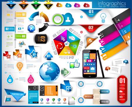 Infographic elements - set of paper tags,