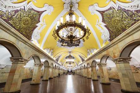 The metro station Komsomolskaya in Moscow, Russia