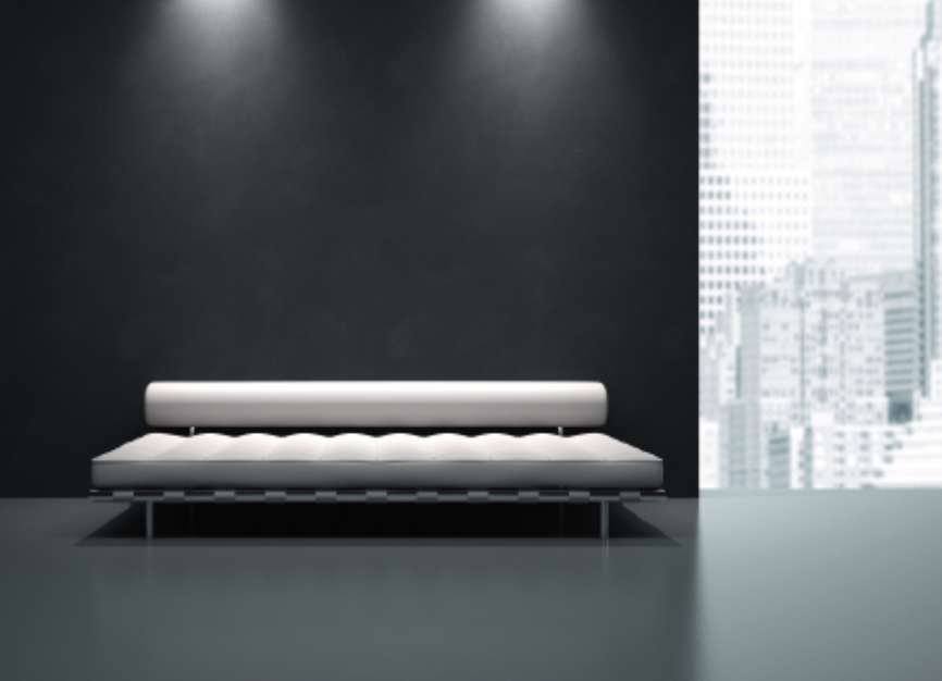 View on the monochrome interior in skyscraper