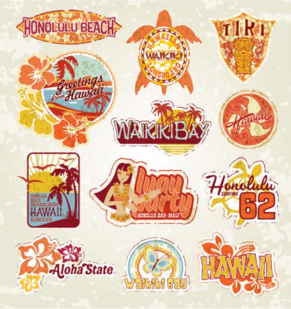 Hawaii vintage stickers