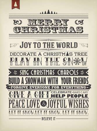 Merry Christmas And Happy New Year Typographic Background
