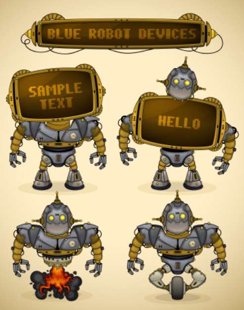 Blue vintage robot devices