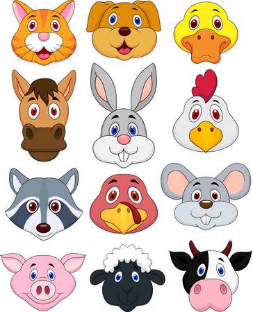 Animal head cartoon set