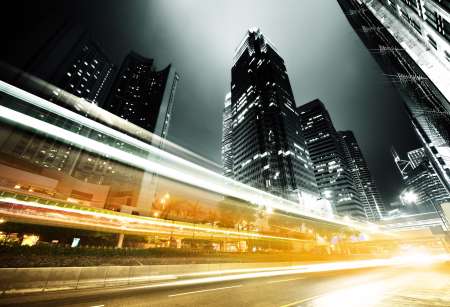 traffic in Hong Kong at night