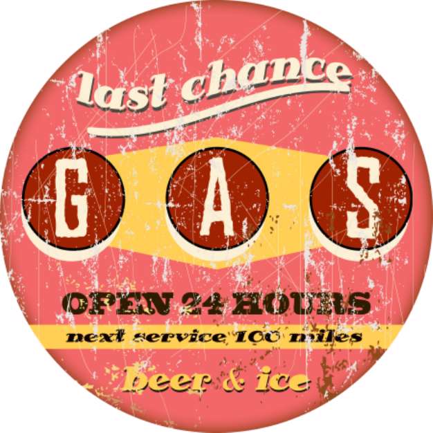 Vintage gas station sign, vector illustration