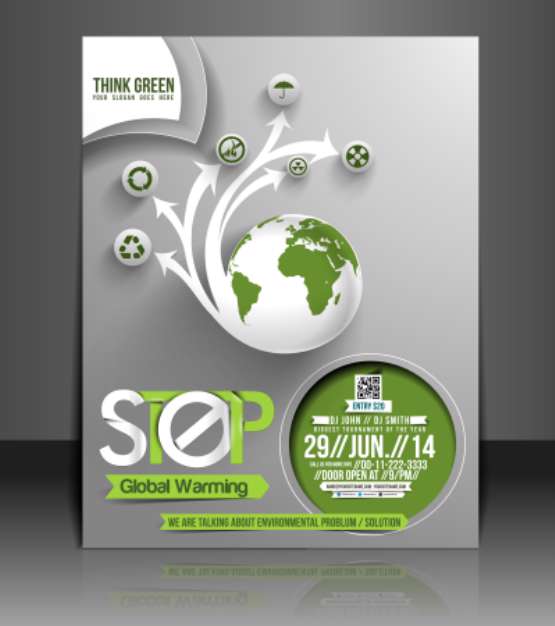 Vector Global Warming flyer, magazine cover &amp; poster template