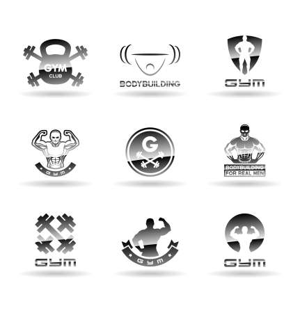 Bodybuilding icons set. Vol 2.