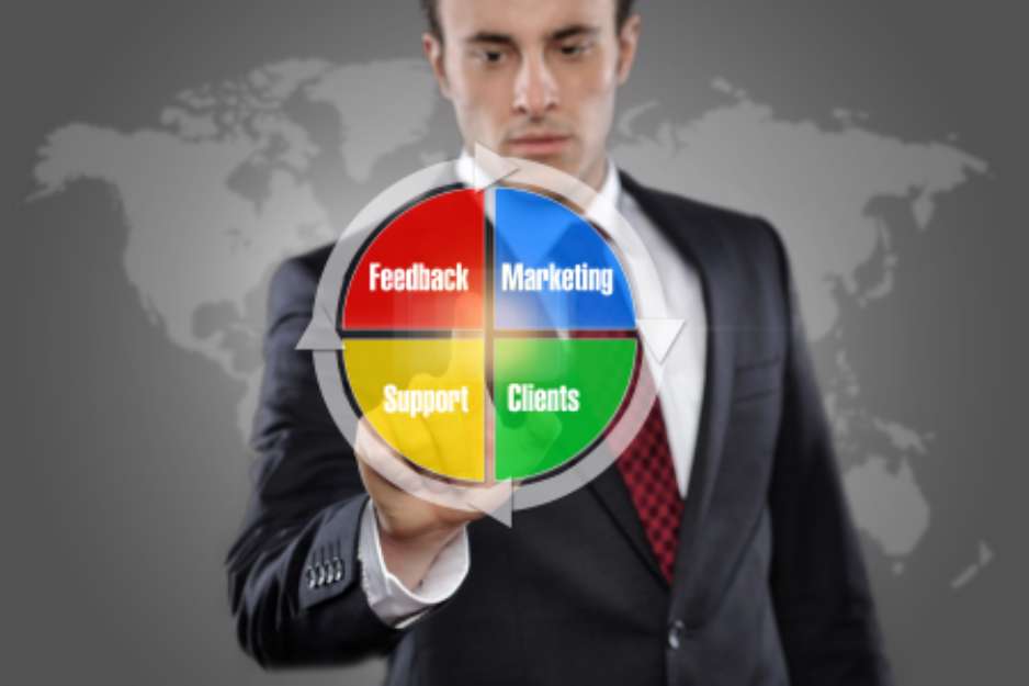 Man touching display Marketing Concept