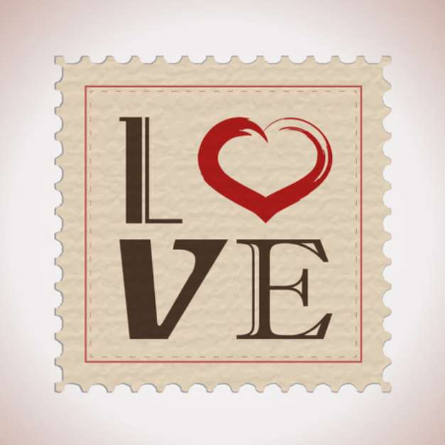 retro love stamp