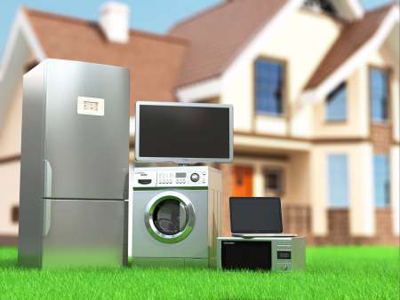 Home appliances. Tv, refrigerator, microwave, laptop and  washin