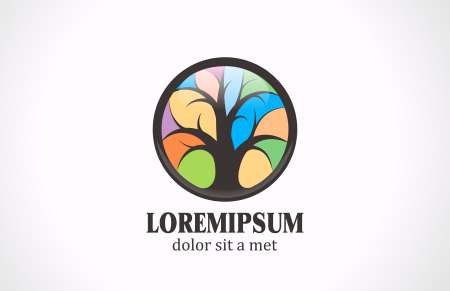 Colorful Tree vector logo design template. Stained glass style
