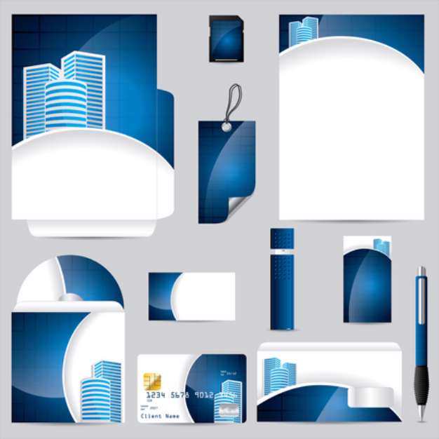 Business vector set in blue
