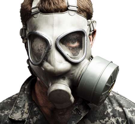soldier with gas mask