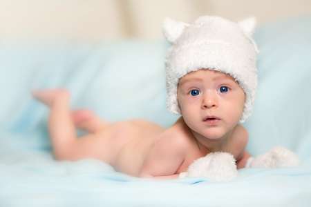 Smiling beautiful newborn