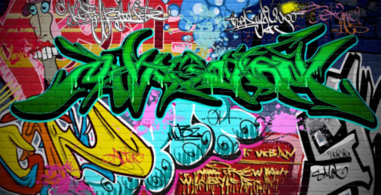 Graffiti Art Vector Background. Urban wall