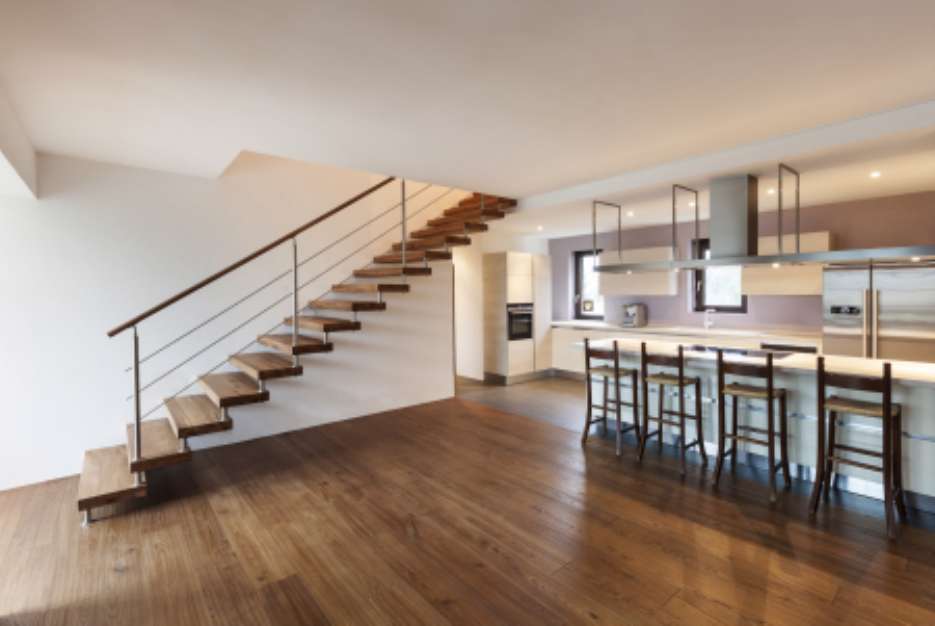 interior,  modern loft, view of the kitchen