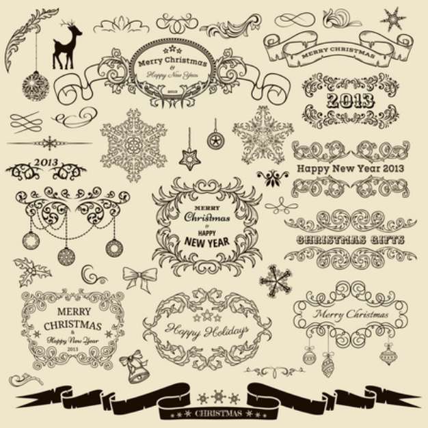 set of Christmas elements