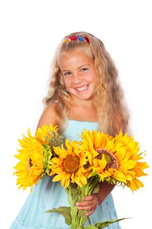 girl with sunflowers
