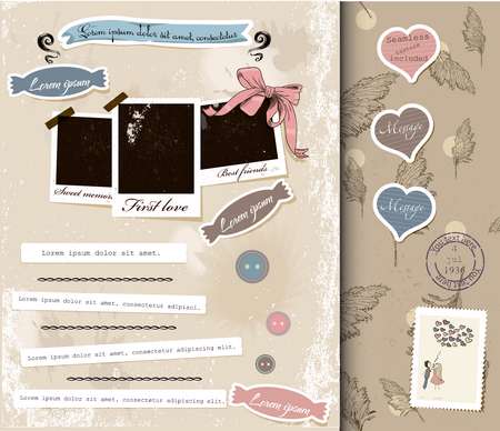 Vintage scrapbook elements set.