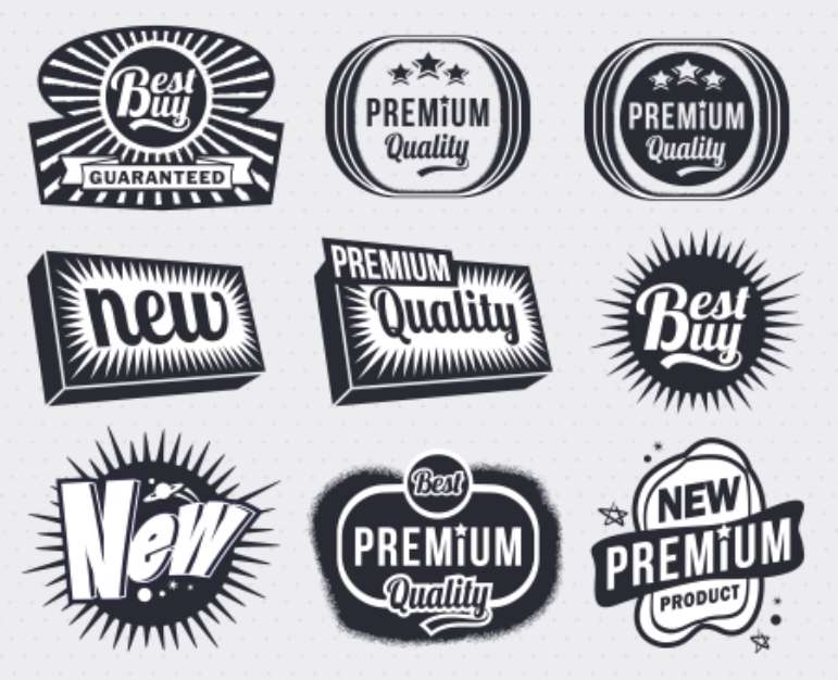 Premium Quality Guarantee Labels - retro vintage style design