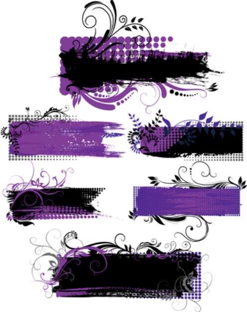 Set of grunge banners with patterns