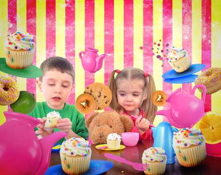 Tea Party Children with Food
