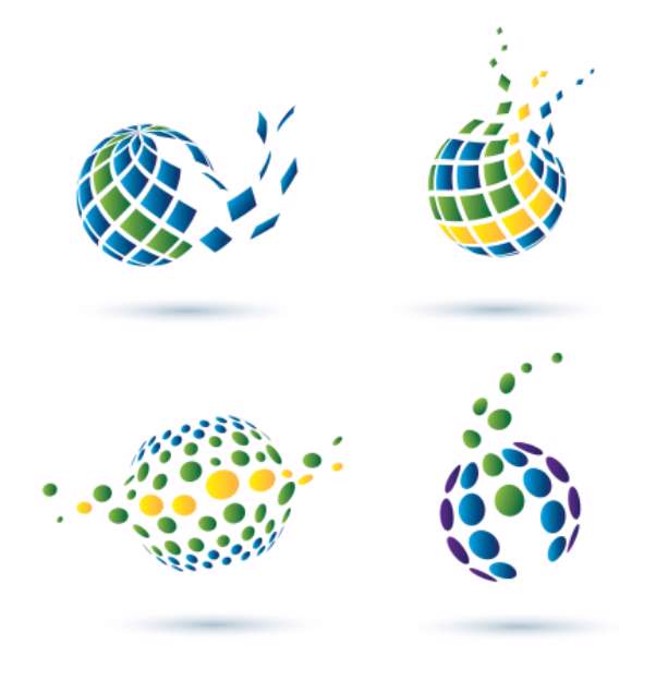 Abstract globe set of icons