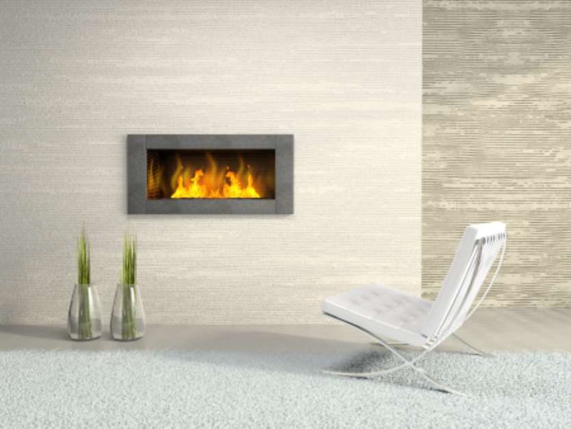Part of the modern interior with fireplace